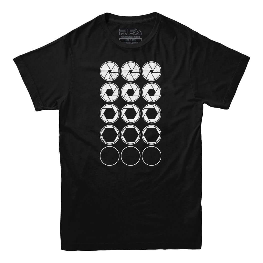 Aperture Pattern Photography T-shirt - Rocket Factory Apparel
