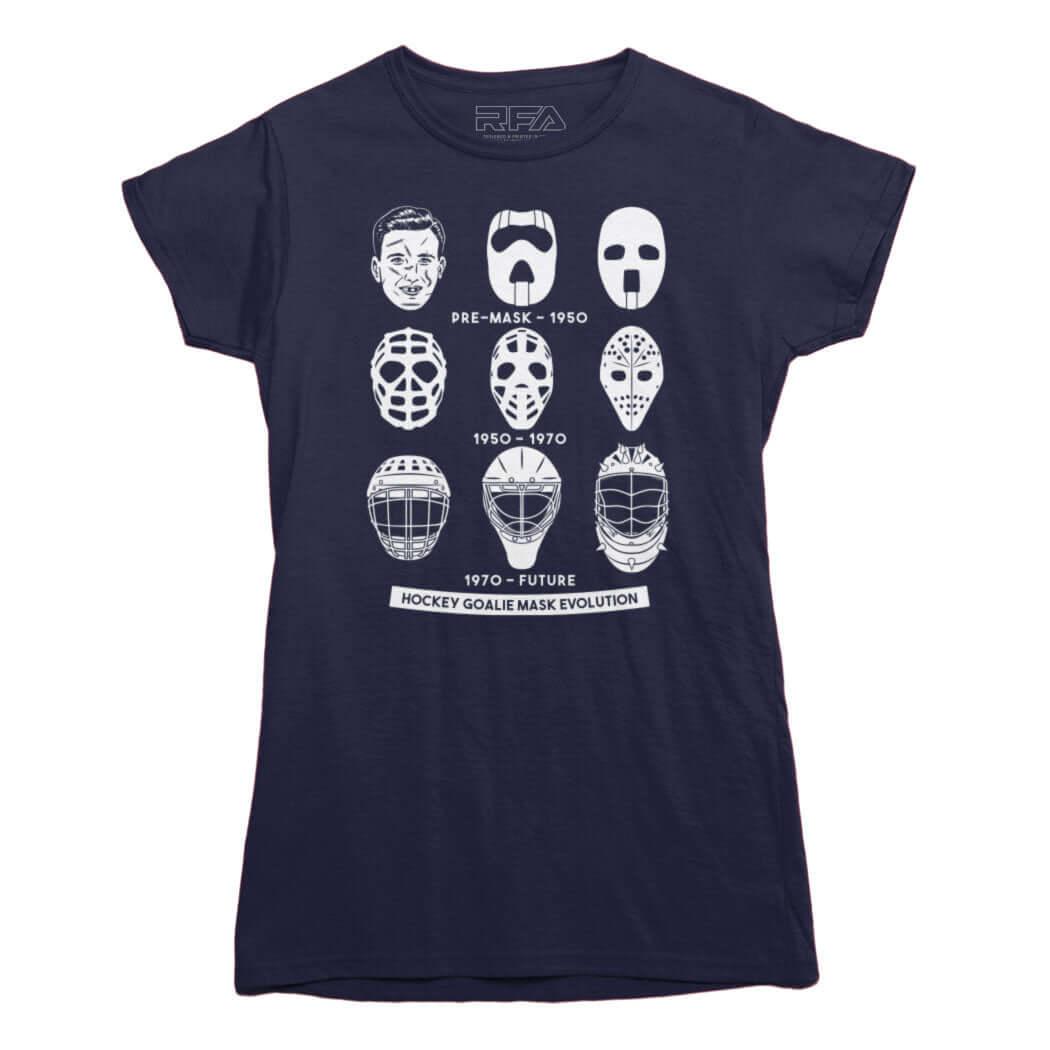 Hockey Goalie Mask Evolution T-shirt - Rocket Factory Apparel