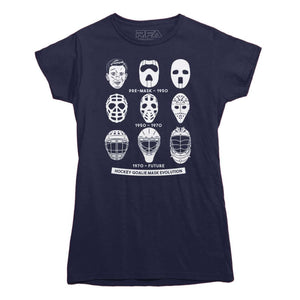 Hockey Goalie Mask Evolution T-shirt - Rocket Factory Apparel