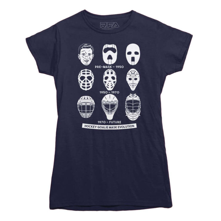 Hockey Goalie Mask Evolution T-shirt - Rocket Factory Apparel