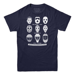 Hockey Goalie Mask Evolution T-shirt - Rocket Factory Apparel