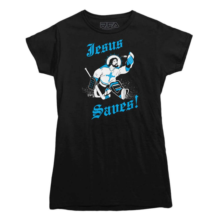 Jesus Saves Goalie T-shirt - Rocket Factory Apparel