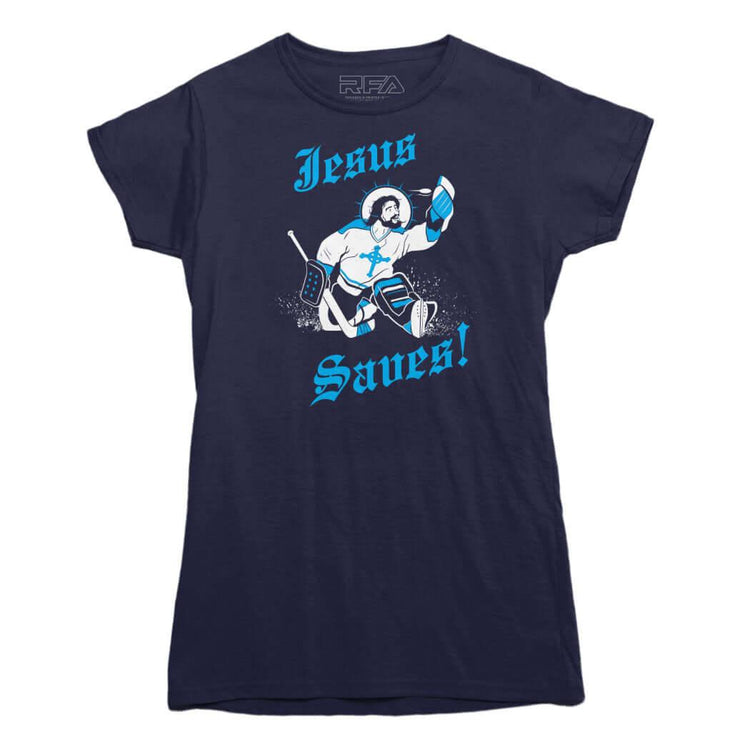 Jesus Saves Goalie T-shirt - Rocket Factory Apparel