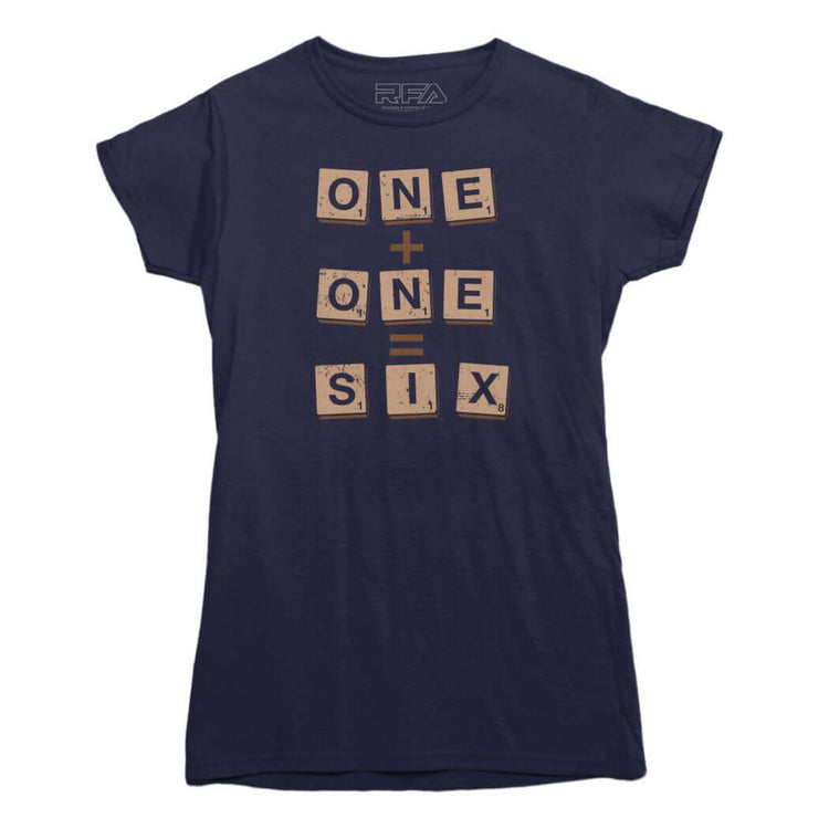One Plus One Equals Six Scrabble T-shirt - Rocket Factory Apparel