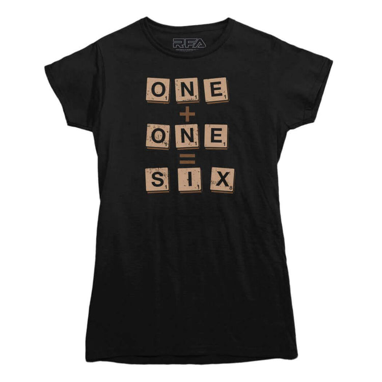 One Plus One Equals Six Scrabble T-shirt - Rocket Factory Apparel