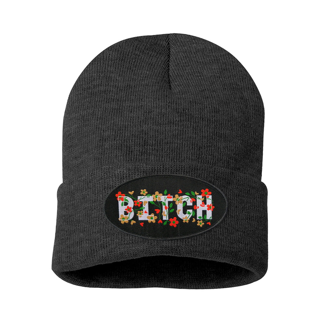 Bitch Flowers Cuff Knit Beanie