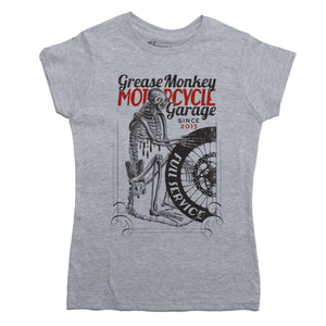 Grease Monkey Motorcycle Garage T-shirt - Rocket Factory Apparel