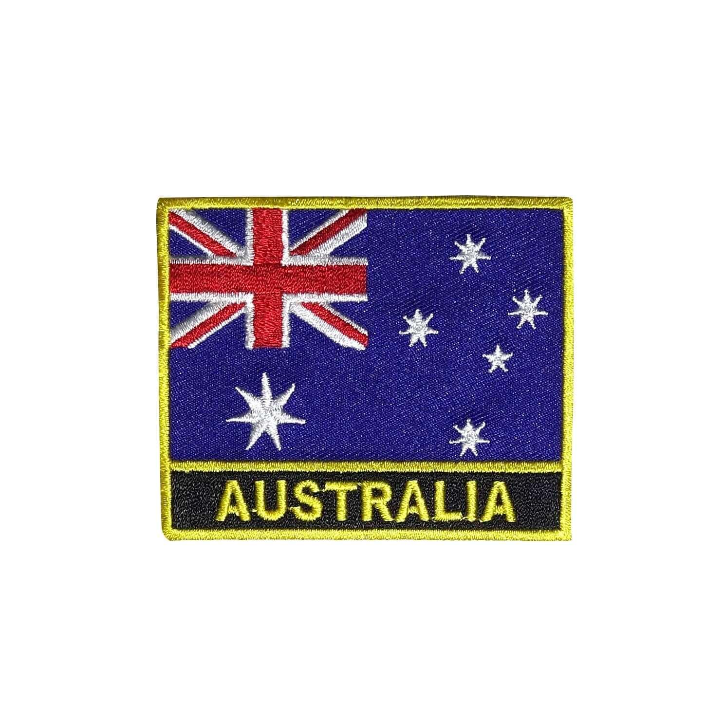 Australia Flag Gold Frame Iron On Patch - Rocket Factory Apparel