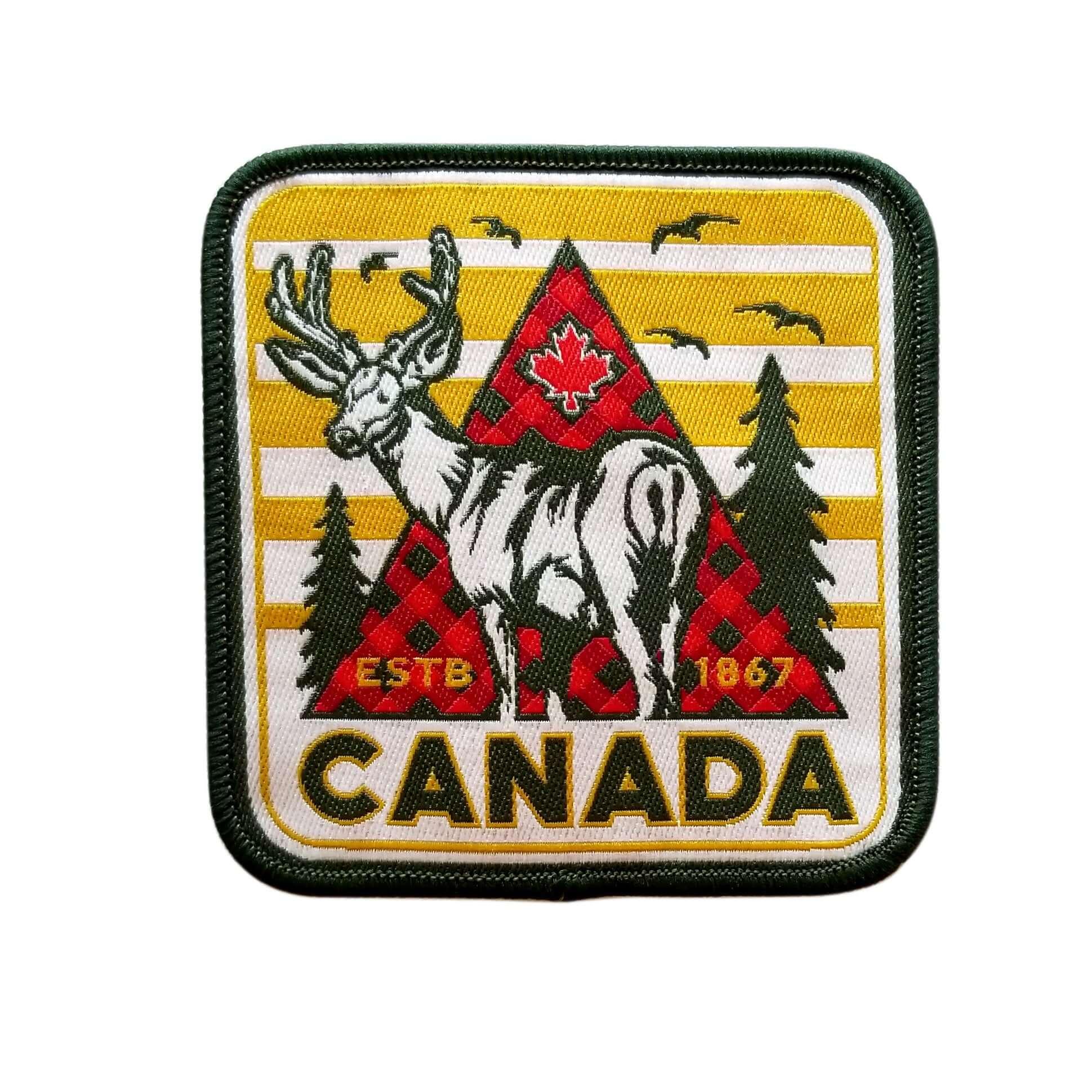 Canada Deer in Front of Mountains Iron On Patch - Rocket Factory Apparel