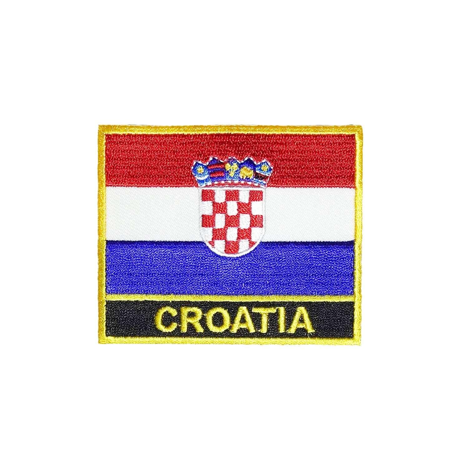 Croatia Flag Gold Frame Iron On Patch - Rocket Factory Apparel