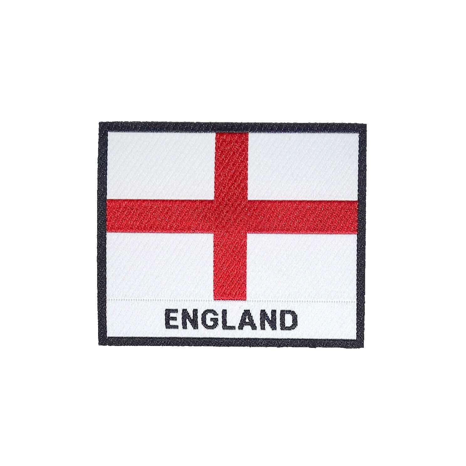 England Flag Black Frame Iron On Patch - Rocket Factory Apparel