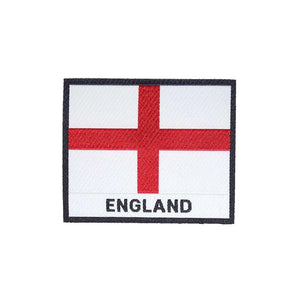 England Flag Black Frame Iron On Patch - Rocket Factory Apparel