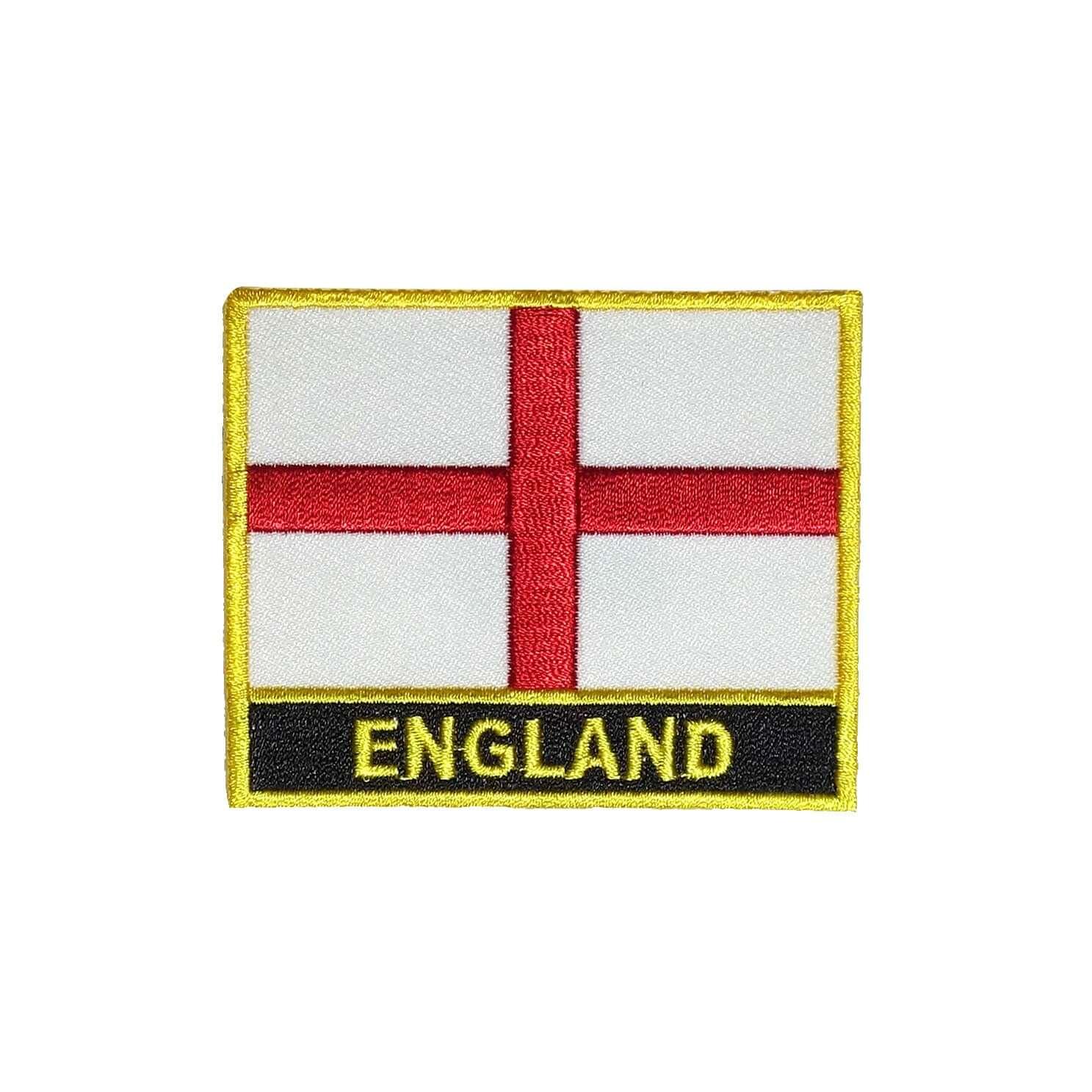England Flag Gold Frame Iron On Patch - Rocket Factory Apparel