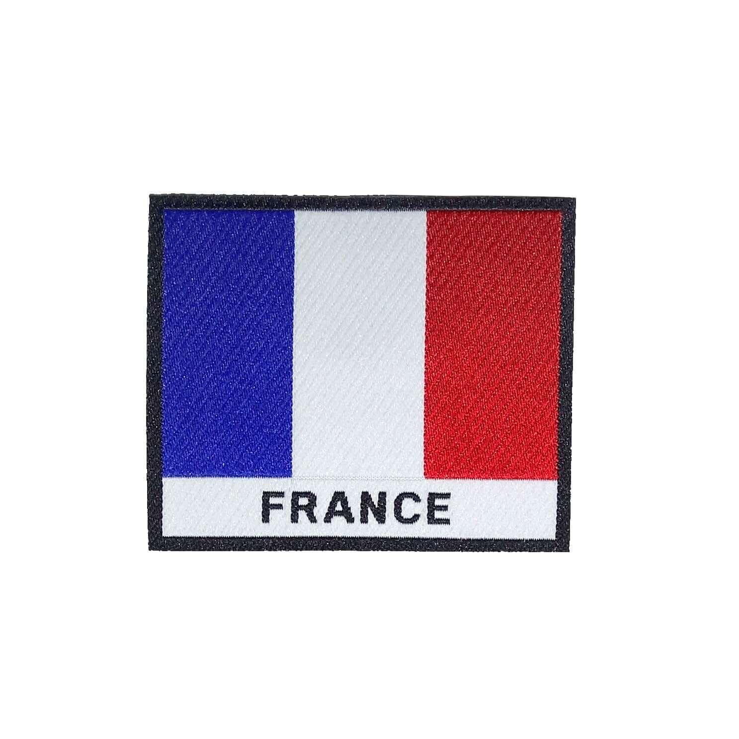 France Flag Black Frame Iron On Patch - Rocket Factory Apparel