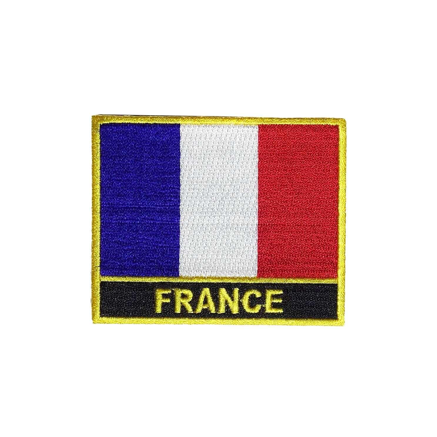 France Flag Gold Frame Iron On Patch - Rocket Factory Apparel