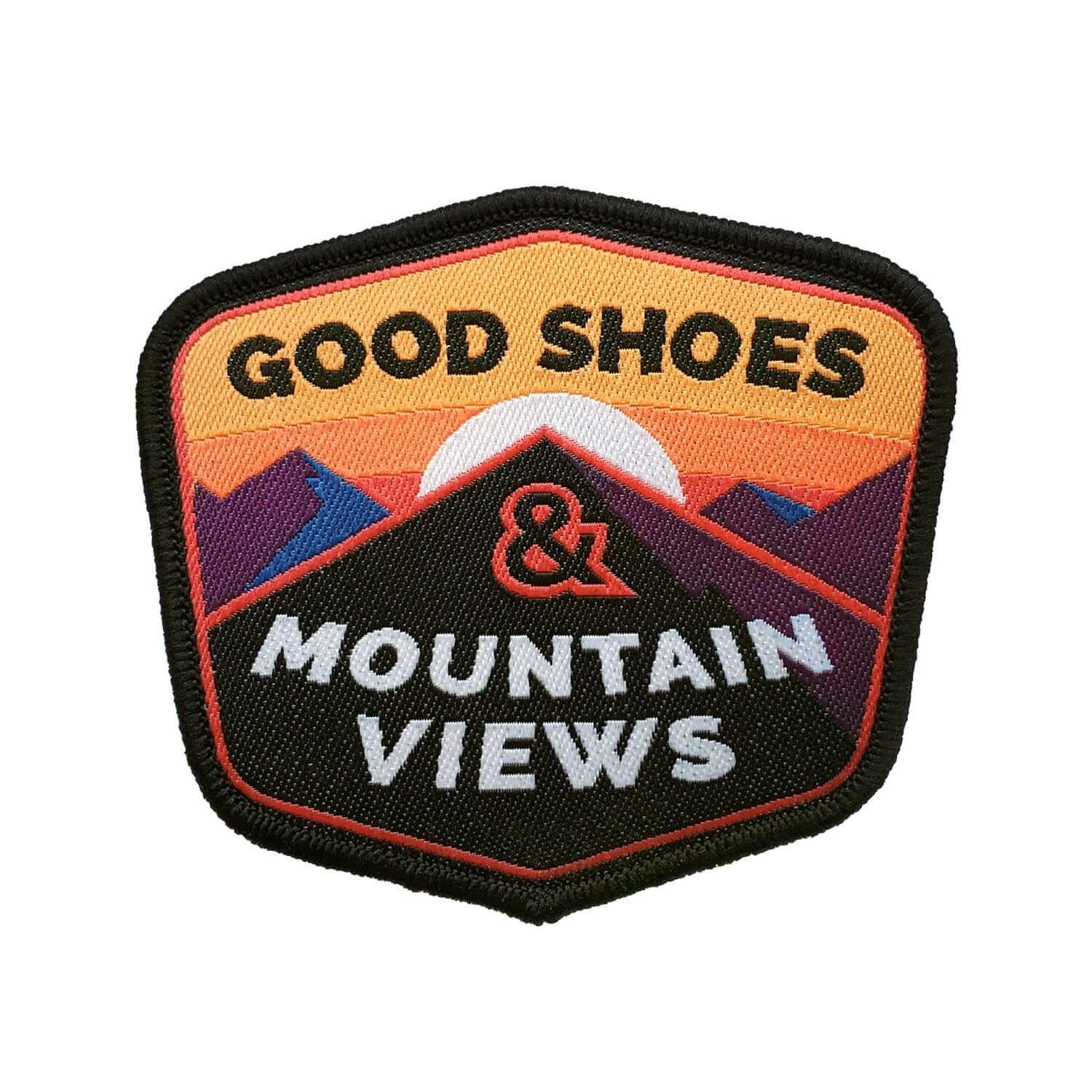 Good Shoes and Mountain Views Iron on Patch - Rocket Factory Apparel