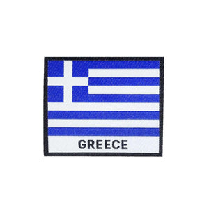 Greece Flag Black Frame Iron On Patch - Rocket Factory Apparel