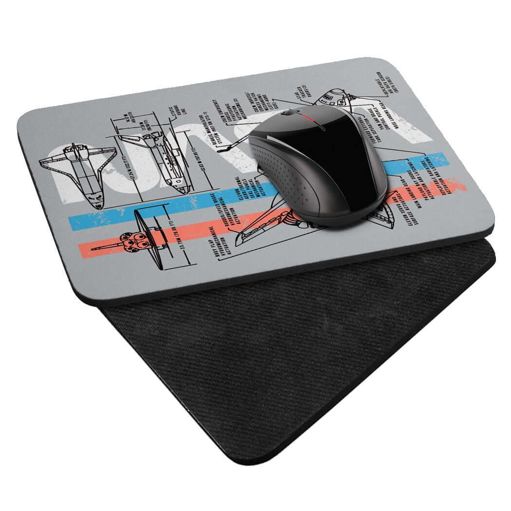 NASA Space Shuttle Schematics Grey Mouse Pad | Rocket Factory Apparel - Rocket Factory Apparel