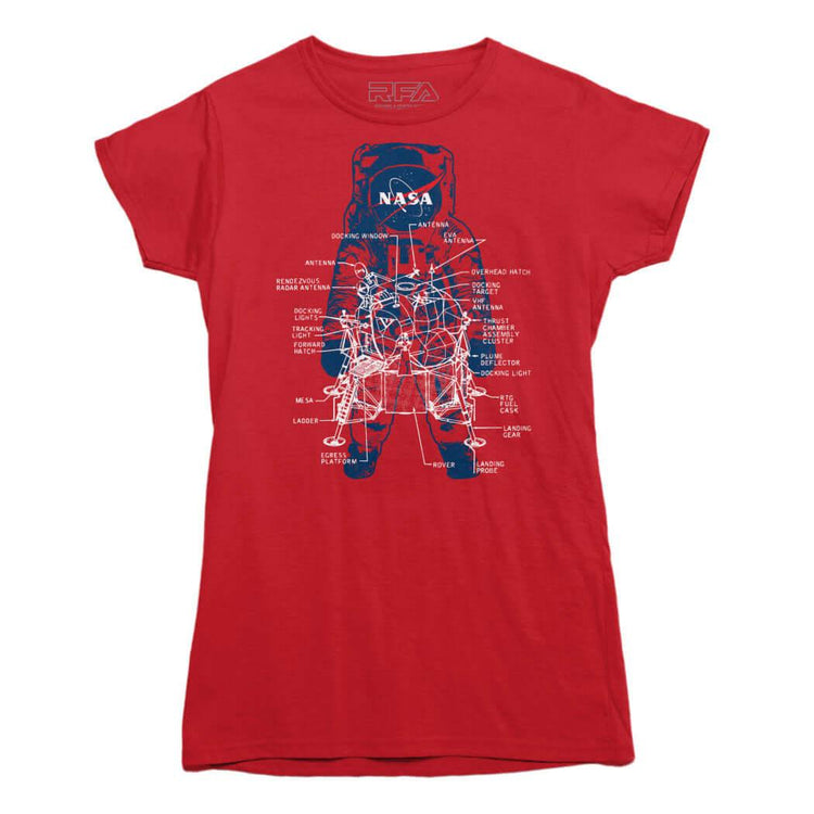 NASA Lander Astronaut Diagram T-shirt - | Rocket Factory Apparel - Rocket Factory Apparel