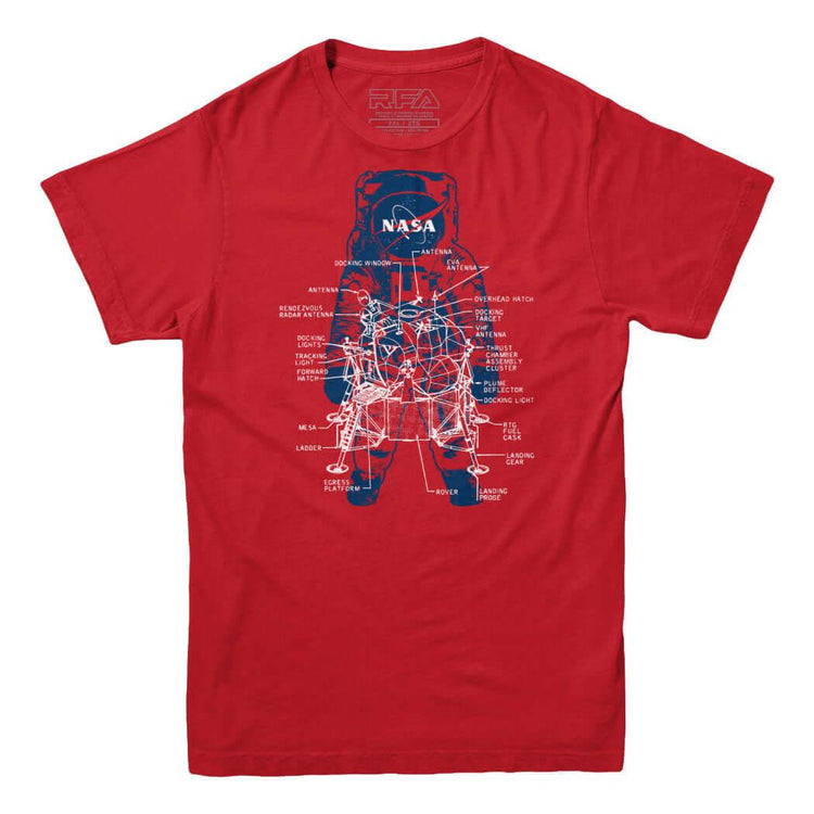 NASA Lander Astronaut Diagram T-shirt - | Rocket Factory Apparel - Rocket Factory Apparel