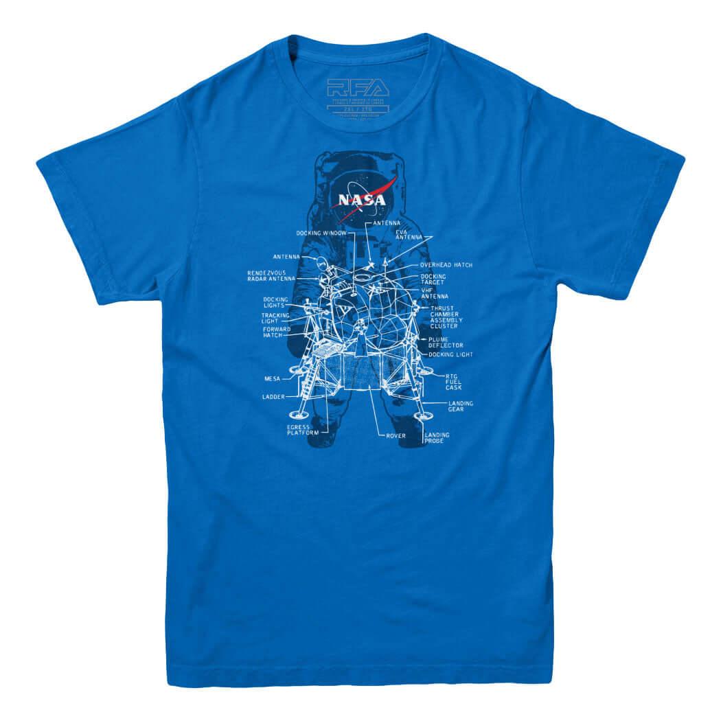 NASA Lander Astronaut Diagram T-shirt - | Rocket Factory Apparel - Rocket Factory Apparel