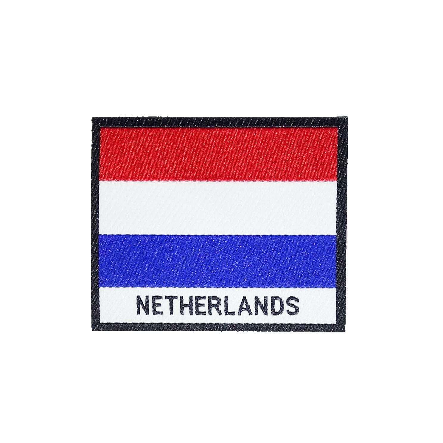 Netherlands Flag Black Frame Iron On Patch - Rocket Factory Apparel