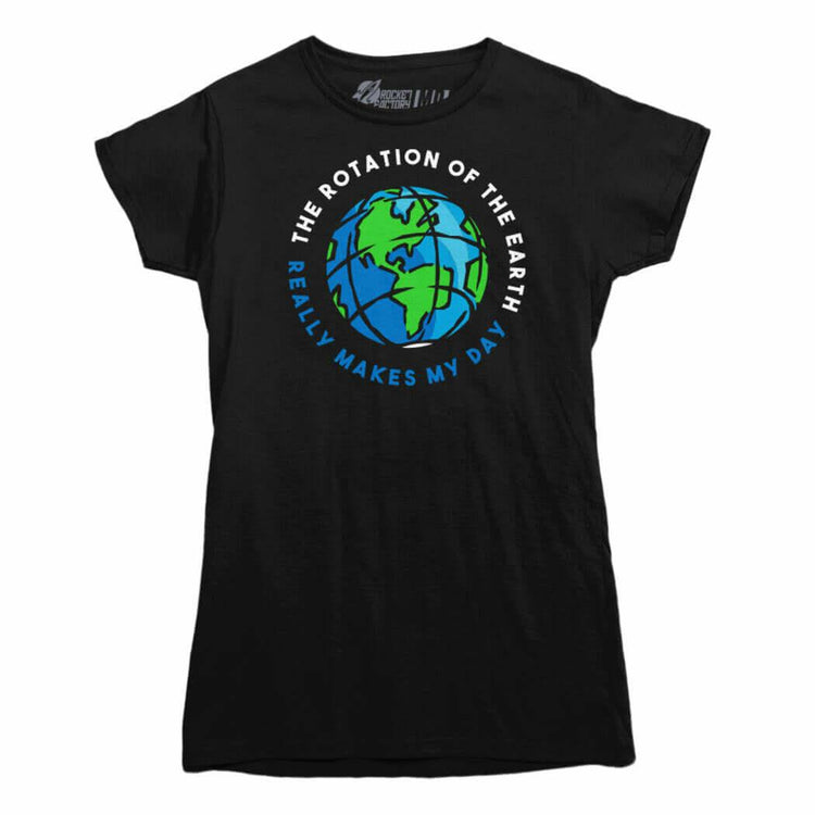 Rotation of the Earth Ladies Black Tee