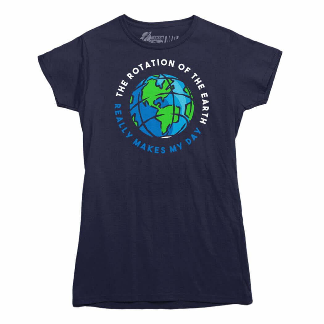 Rotation of the Earth Ladies Navy Tee