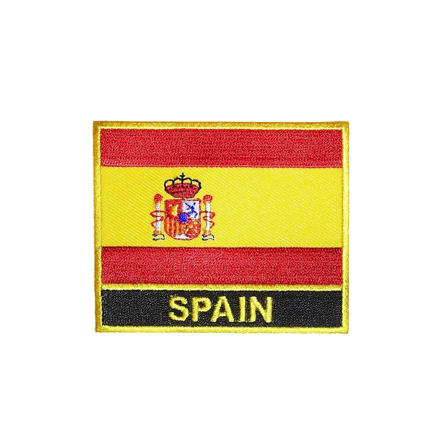 Spain Flag Gold Frame Iron On Patch - Rocket Factory Apparel