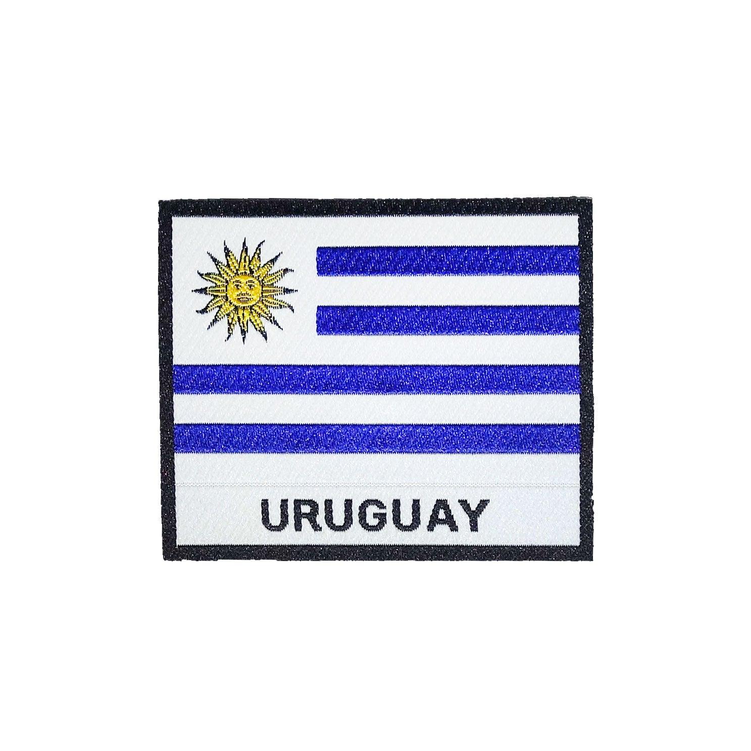 Uruguay Flag Black Frame Iron On Patch - Rocket Factory Apparel