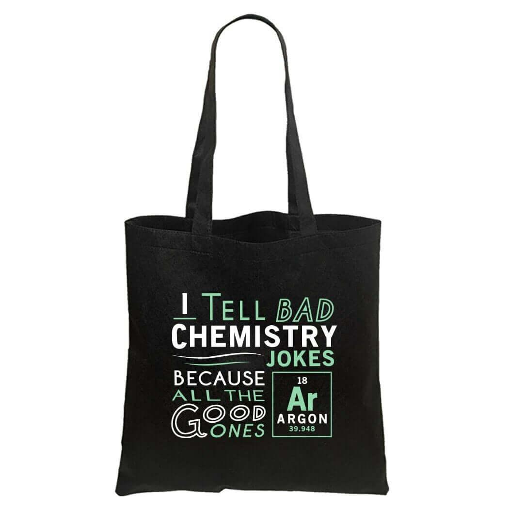 Argon Chemistry Joke Black Tote Bag
